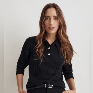 Madewell Variegated Rib Boxy Polo Shirt